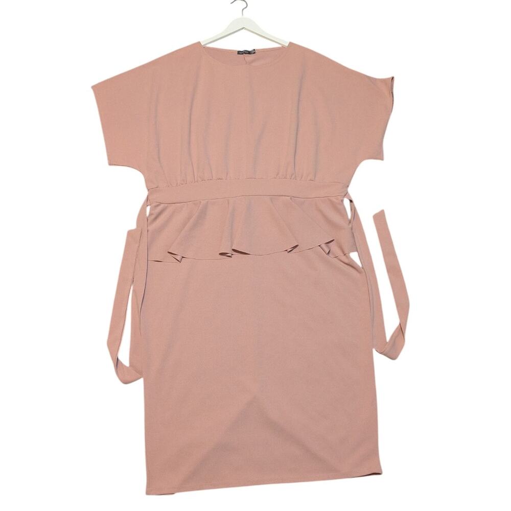 Boohoo Plus Peplum Dress Blush Rose Pink Size 20 - Picture 5 of 8